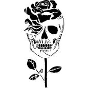 Airbrush Tattoo Güllü Kuru Kafa Yapışkanlı Stencil Süsleme ve Boyama Kalıbı