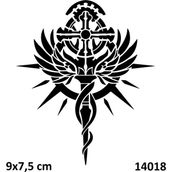 Airbrush Tattoo Haçlı Kanat Yapışkanlı Stencil Süsleme ve Boyama Kalıbı