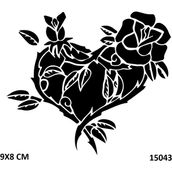 Airbrush Tattoo Kalpli Gül Stencil Süsleme ve Boyama Kalıbı