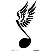 Airbrush Tattoo Kanatlı Nota Yapışkanlı Stencil Süsleme ve Boyama Kalıbı