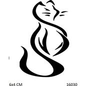 Airbrush Tattoo Kıvrımlı Kedi Yapışkanlı Stencil Süsleme ve Boyama Kalıbı