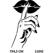Airbrush Tattoo Sessiz Ol Dudak Yapışkanlı Stencil Süsleme ve Boyama Kalıbı