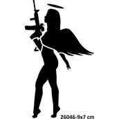 Airbrush Tattoo Silahlı Kadın Yapışkanlı Stencil Süsleme ve Boyama Kalıbı