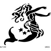 Airbrush Tattoo Yıldızlı Deniz Kızıyapışkanlı Stencil Süsleme ve Boyama Kalıbı