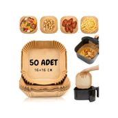 Airfryer Uyumlu Pişirme Kağıdı 50'li 16x16 Cm Yağ Geçirmez - Pratik Kullanım Kare
