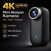 Airstorr 4K Mini Aksiyon Kamera Wifi Manyetik 1.47'' Ekran 1000MAH 3 Saat Kayıt Stabilizasyon - Siyah