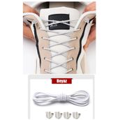 AiryFooT Yuvarlak Lastikli Klipsli Spor Ayakkabı Bağcığı 100 cm ( Beyaz ) 1 Çift