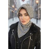 Aişe tesettür Siyah Kazayağı Kaşe Şapkalı Bone Ve Etol Takım