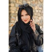 Aişe Tesettür Siyah Şapkalı Şal