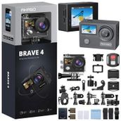 Akaso Brave 4 4K/30FPS 20MP Wi-Fi Dual Screen Aksiyon Kamera ve Aksesuar Seti, Su Geçirmez Kılıf, Ap