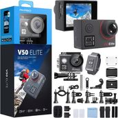 Akaso V50 Elite 4K/60FPS 20MP Wi-Fi Aksiyon Kamera ve Aksesuar Seti, Su Geçirmez Kılıf, App Kontrollü - Renk