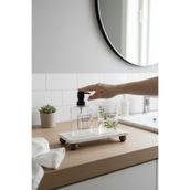Akayev Traverten 23x12 Cm Ahşap Boncuk Ayaklı Yağdanlık ve Sıvı Sabunluk Standı