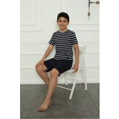 Akbeniz 20394 Cizgili Erkek Çocuk Penye Şortlu Pijama Takım