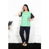 Akbeniz 75004 Yeşil Büyük Beden Kısa Kol Kadın Pijama Takım