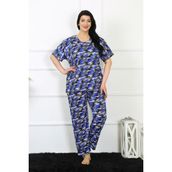 Akbeniz 75010 Saks Büyük Beden Kısa Kol Kadın Pijama Takım