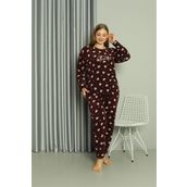 Akbeniz 808041 Bordo Welsoft Polar Büyük Beden Kadın Pijama Takımı
