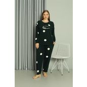 Akbeniz 808045 Petrol Welsoft Polar Büyük Beden Kadın Pijama Takımı