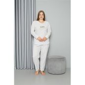 Akbeniz 808050 Beyaz Welsoft Polar Büyük Beden Kadın Pijama Takımı