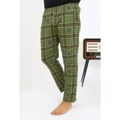 Akbeniz Erkek Ekoseli Desen Penye Tek Alt Pijama 27540 Haki