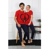 Akbeniz Erkek Pamuk Penye Sevgili Kombini Pijama Takımı Kırmızı Tek Takım Fiyatıdır 50128
