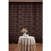 Akça Tekstil 300x260 cm Acı Kahve Damaks Tek Kanat Hazır Dikilmiş Pileli Fon Perde