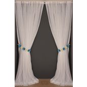 Akça Tekstil 300x260 cm Beyaz Dar Etek Tek Kanat Hazır Dikilmiş Pileli Fon Perde