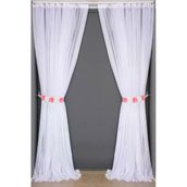 Akça Tekstil 300x260 cm Beyaz Selvi Desen Tek Kanat Dikilmiş Pileli Fon Perde