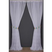 Akça Tekstil 300x260 cm Kırık Beyaz Küçük Yaprak Model Tek Kanat Hazır Dikilmiş Pileli Fon Perde