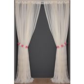 Akça Tekstil 300x260 cm Krem Küçük Yaprak Model Tek Kanat Hazır Dikilmiş Pileli Fon Perde