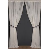 Akça Tekstil 300x260 cm Krem Seyrek Noktalı Model Tek Kanat Hazır Pileli Fon Perde