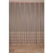 Akça Tekstil 300x260 cm Vizon Küçük Yaprak Model Tek Kanat Hazır Dikilmiş Pileli Fon Perde
