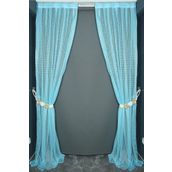 Akça Tekstil 75x260 cm Turkuaz Kardelen Model Tek Kanat Pileli Fon Perde