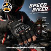 Akgüneş Motogaraj Speed Biker Yasaya Uygun Etiketli Yarım Eldiven Motosiklet Sürüş Eldiveni, Nefes Alabilir Koruma