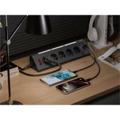 Akım Korumalı 5'li Akıllı Priz 2m Kablo USB-A USB-C Gece Işıklı Çoklu Priz 16A 3680W