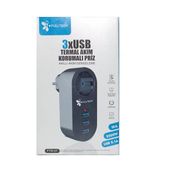 Akım Korumalı Tekli Priz - Akıllı Akım Dengeleme - 3Xusb - Isıya Karşı Dayanıklı (Timya/Go1395) 197766