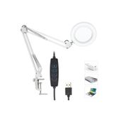 Akrobat Hareketli 8X Büyüteçli Led Işıklı Masa Çalışma Lambası - Mengeneli (Beyaz) Aba Nails