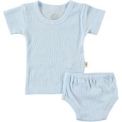 Albimini 42769 Mavi Minidamla Kaşkorse Bebe Kısa Kol Çamaşır Takımı