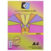 Alex Schoeller Neon A4 80 gr 100'lü Renkli Fotokopi Kağıdı