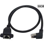 Alfais 4350 RJ45 Dişi Erkek 0.5 mt Dirsek 90 Derece Panel Tipi Cat6 Uzatma Montaj Kablosu