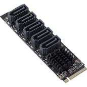 Alfais 4496 M.2 NVMe PCi-E X4 X8 X16 to Sata 3 5 Port Adaptor Riser Çoklayıcı Kart