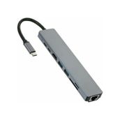 Alfais 4681 Type-C To HDMI USB 3.0 SD MicroSD 8 İn 1 Kart RJ45 Ethernet Çevirici Dönüştürücü Adaptör