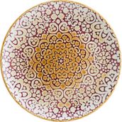 Alhambra Burgundy Gourmet 17 cm 12 Adet Porselen Düz Tabak Bordo-Mavi