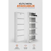 Alıç Kilitli Metal Ayakkabılık Dolabı 5 Kapaklı Duvara Monte Ergonomik Tasarım 169X50X15 cm 0.7 mm Dkp Sac ve Montaj Vidaları