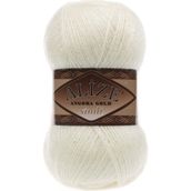 Alize 01 Krem 5'li Angora Gold Simli El Örgü İpi