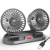 ALLY F410 USB Çift Başlıklı Araç Fanı Oto Fan Vantilatör ve Numaratör, SİYAH