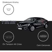 Alminox Oto Aksesuar Renault Megane 4 2016-2020 Set Direksiyon Kromu-Ön Tampon Alt Çıtası- Cam Çerçeve - Paslanmaz Çelik