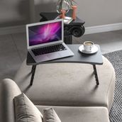 Alpa Ev Mobilya Katlanabilir Yatak ve Koltuk Üstü Laptop Sehpası - Pratik Kahvaltı ve Çalışma Masası - 60*32 - Antrasit