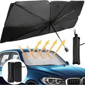 Alpera Auto Katlanabilir Araba Ön Cam Güneşliği Şemsiye - Gümüş - Siyah