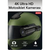 Alpotekno UHD 4K Çift Kanallı Aksiyon Kamerası | IP65 Su Geçirmez | Kablosuz Kumandalı Motosiklet Kask Kamerası | Time-Lapse Video Özellikli - Siyah