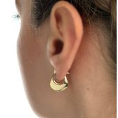 Altın Küpe 14K 585 Parlak Çanta Tasarım 1.8 cm Küpe Bombeli